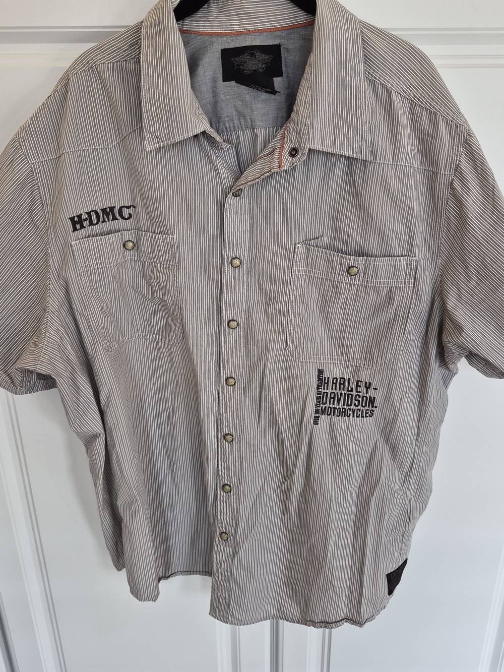 Harley-Davidson  Striped Short-Sleeve Button-Up Mechanic Shirt 3XL